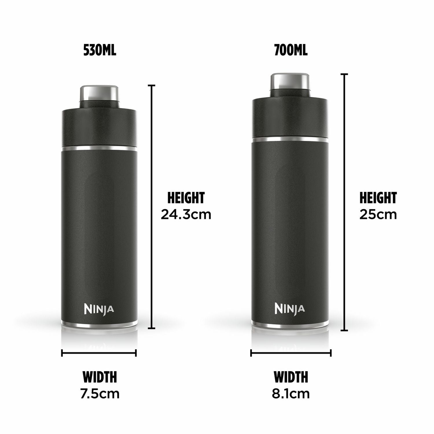Ninja Thirsti black travel bottle 530ml - British product