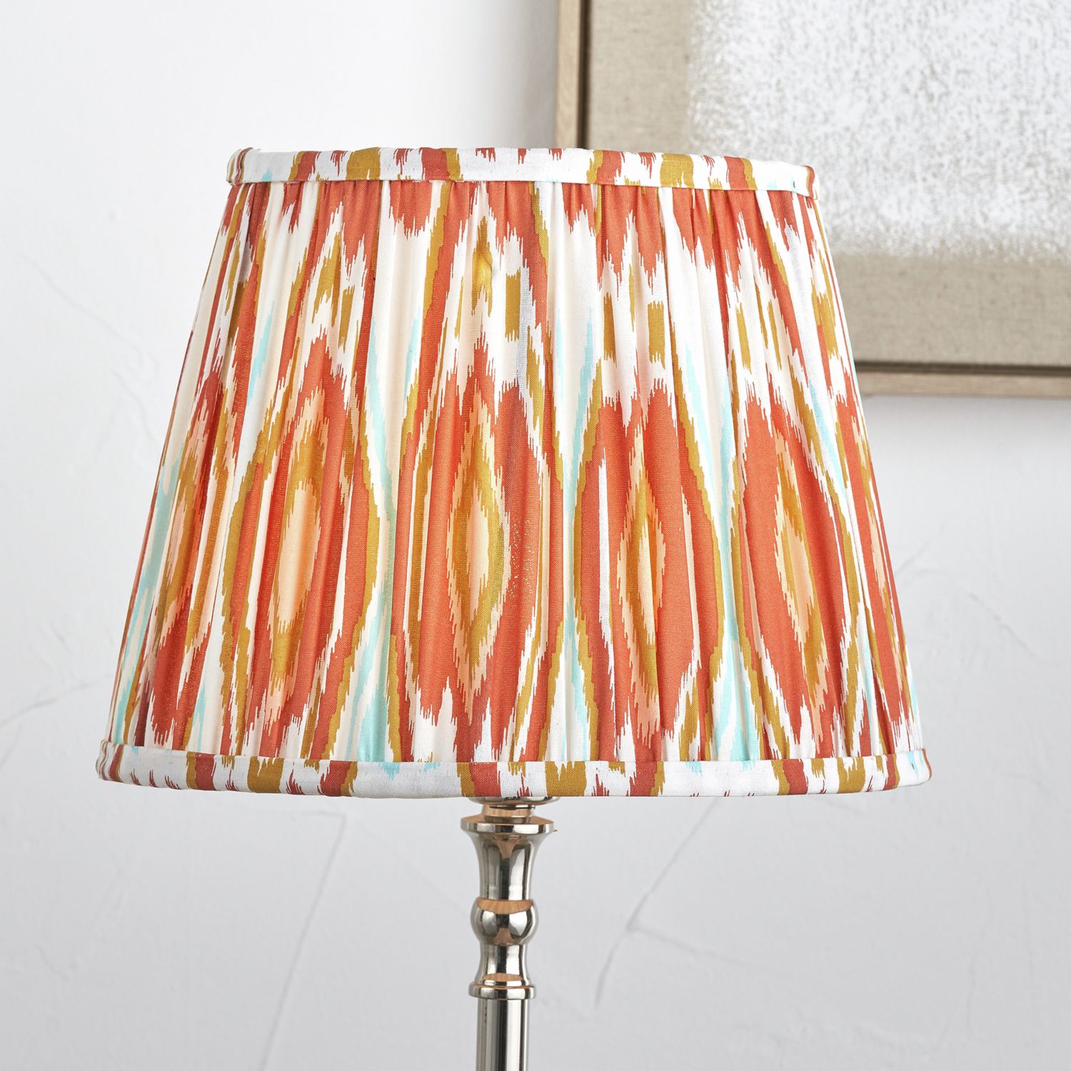 Pacific Izara cinnamon Ikat mushroom pleat lampshade 30cm (British brand)