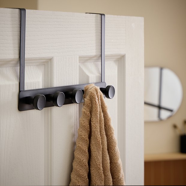 Argos Home black 5 round over door hooks, UK version