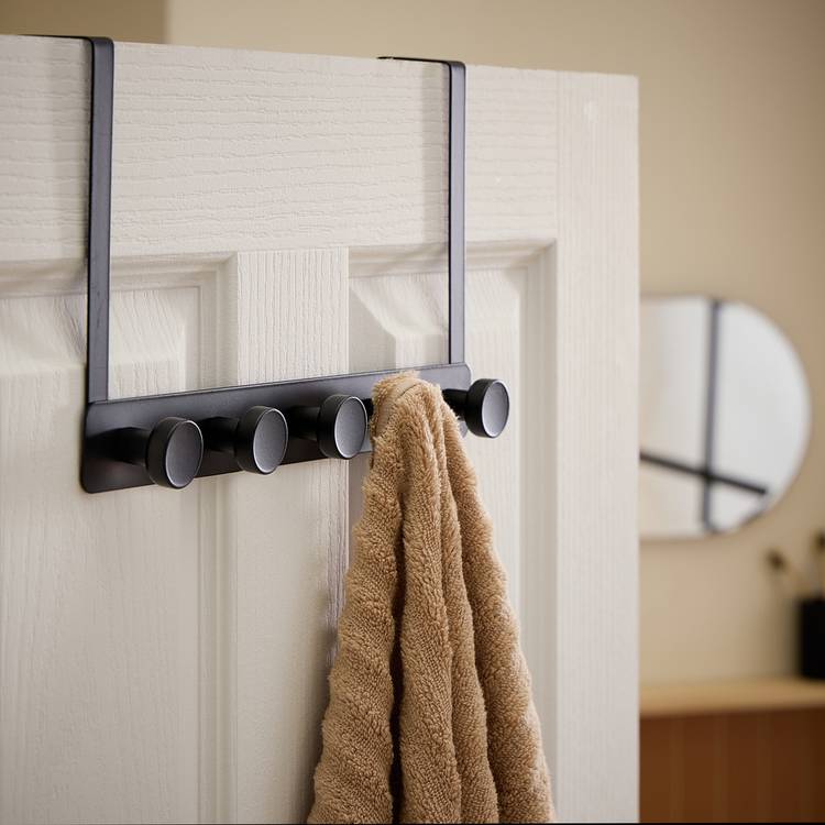 Argos Home black 5 round over door hooks, UK version