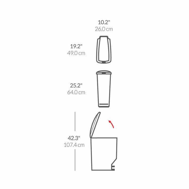 Simplehuman black pedal bin 40 litre, imported from the UK