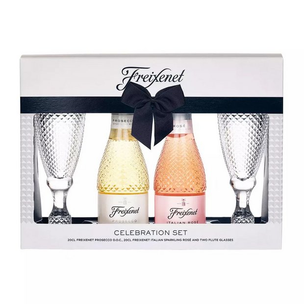 Freixenet Celebration Duo gift set with two 20cl bottles and glasses, UK version