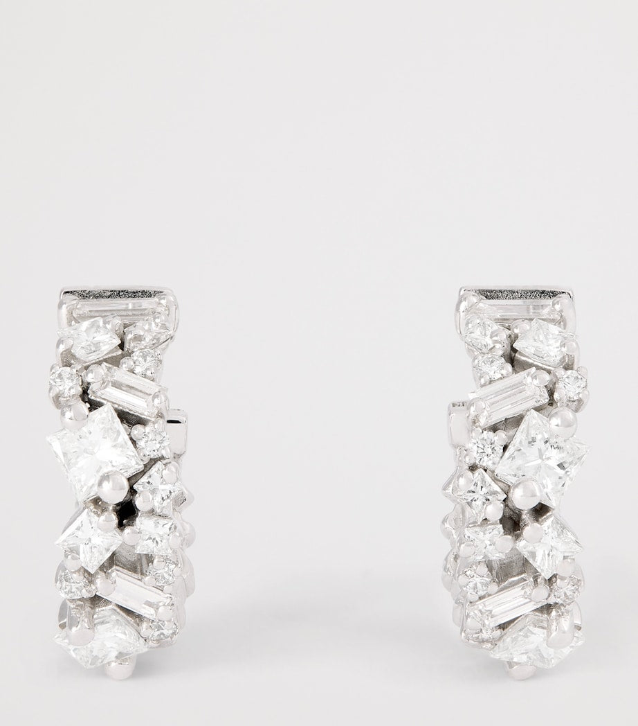 Suzanne Kalan white gold diamond hoop earrings, imported from the UK