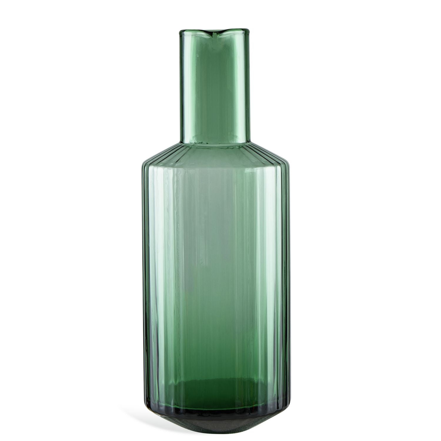 Habitat green wide ribbed carafe 26cm, imported from the UK