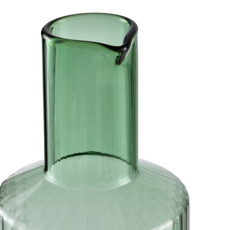 Habitat green wide ribbed carafe 26cm, imported from the UK
