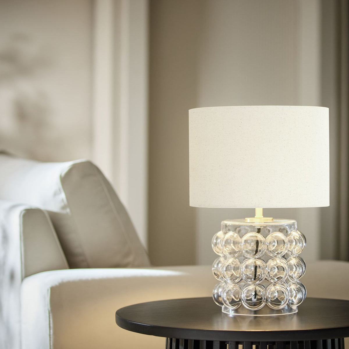 Habitat glass bobble mini table lamp cream, imported from the UK