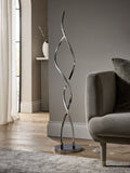 Callie LED floor lamp in chrome finish, UK version