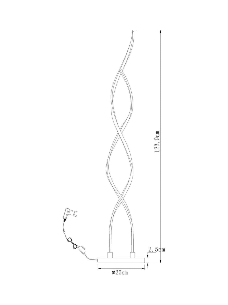 Callie LED floor lamp in chrome finish, UK version