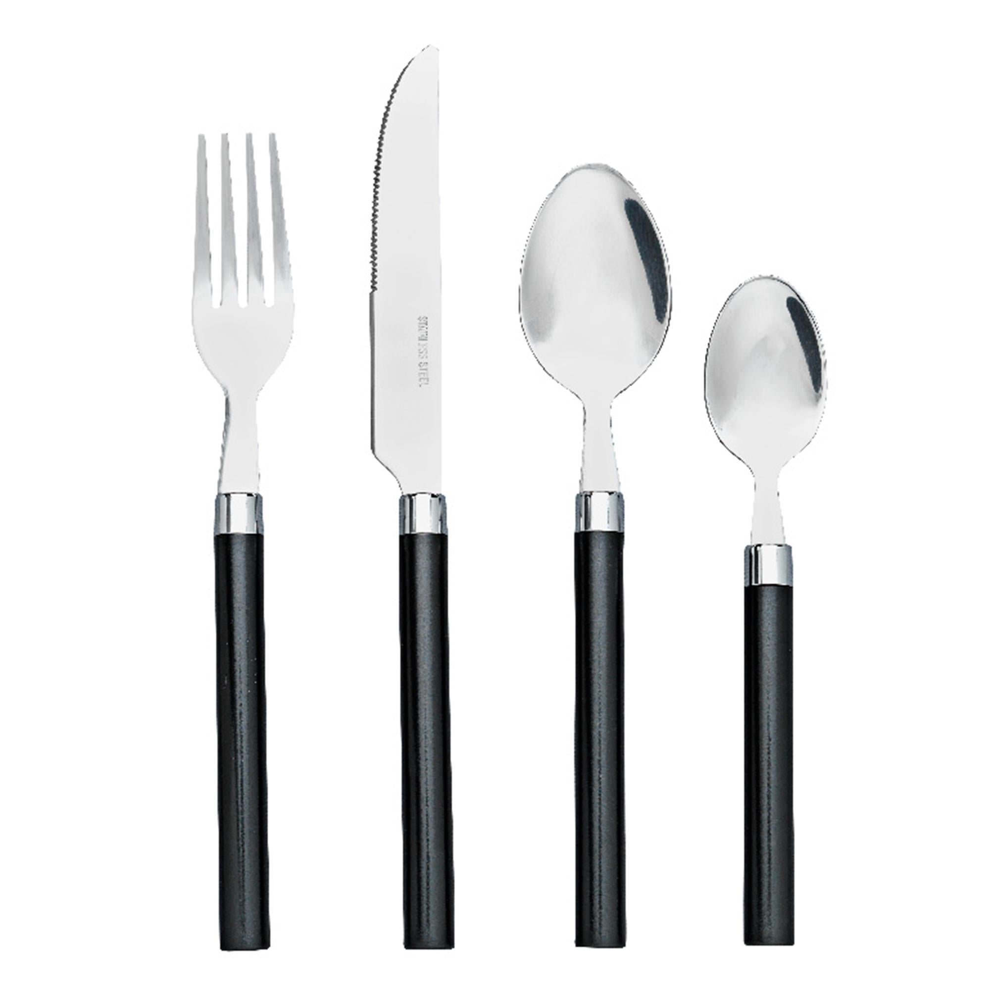 Sainsbury's Home Coloured Handle Cutlery Set Black 16pc GOODS Sainsburys   