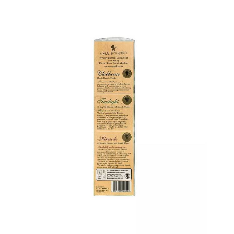 OSA Fine Spirits mini barrel malt whisky tasting set, imported from the UK