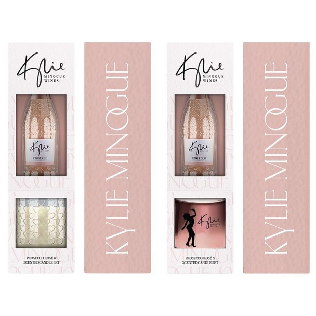 Kylie Minogue Prosecco Rose gift set with candles, UK version