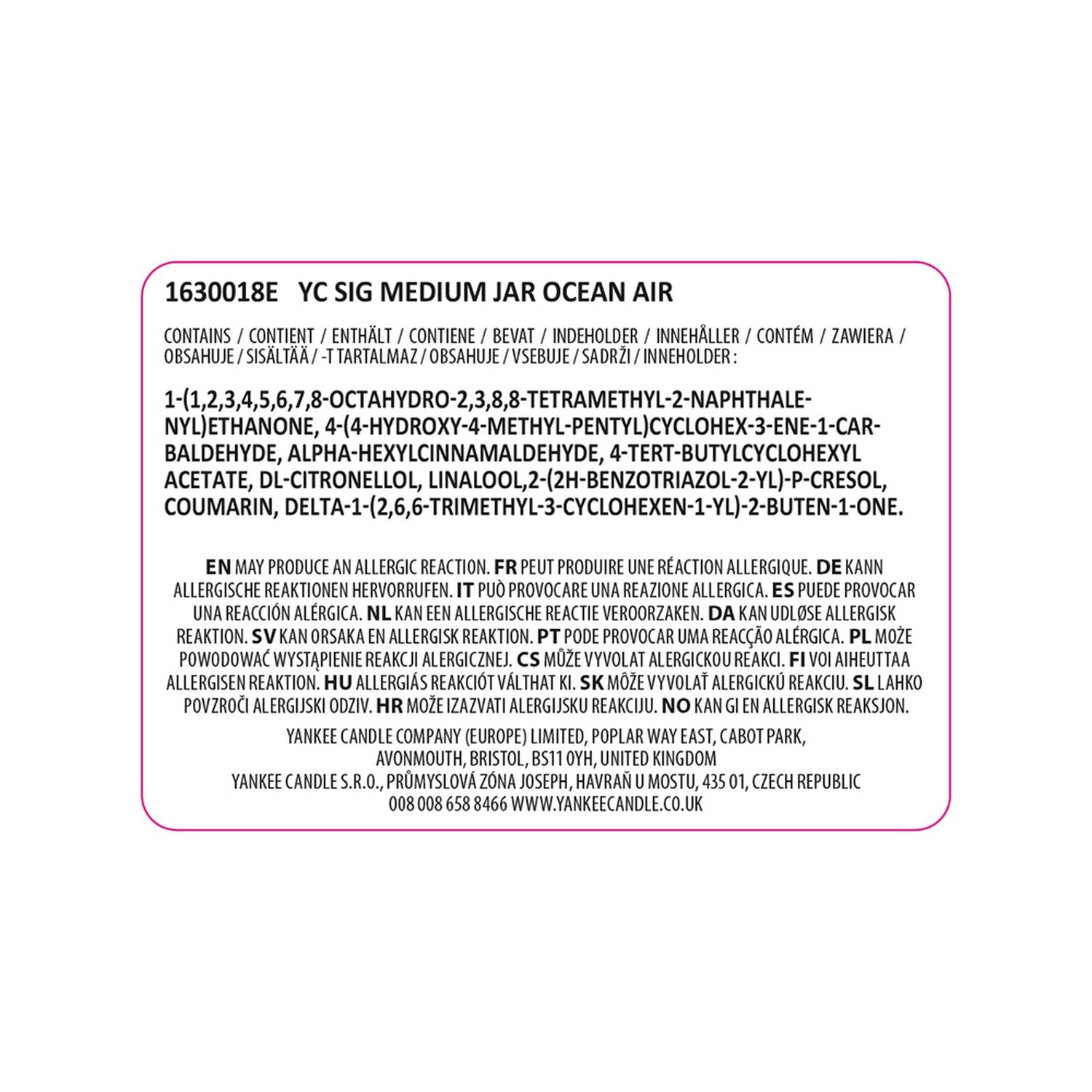 Yankee scented candle Ocean Air medium (British brand)