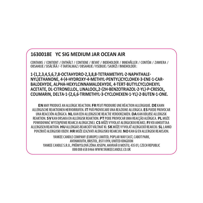 Yankee scented candle Ocean Air medium (British brand)
