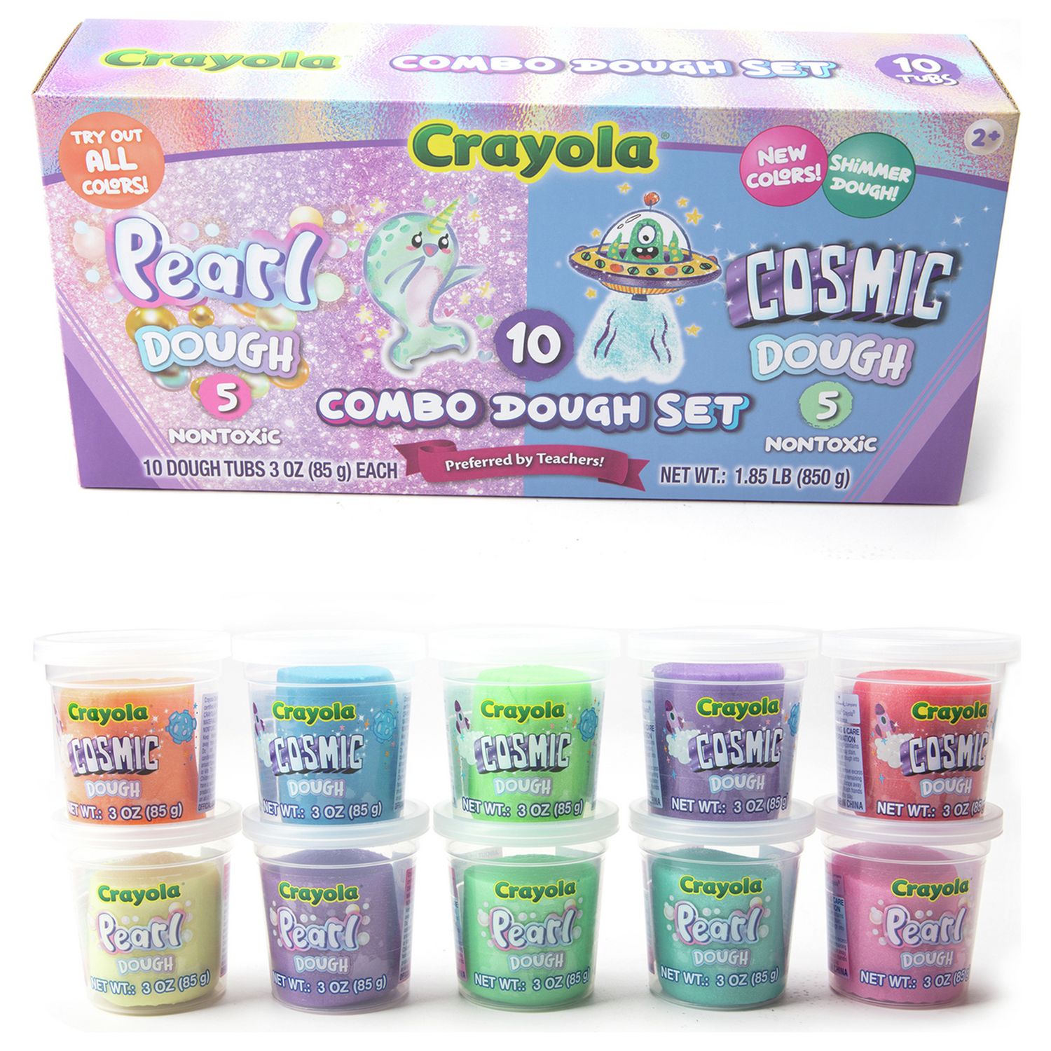 Crayola Silly Scents Dough Pearl and Cosmic 10 tubs (British brand)