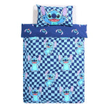 Disney Stitch toddler bedding set blue checkerboard, imported from the UK