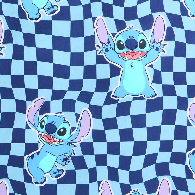 Disney Stitch toddler bedding set blue checkerboard, imported from the UK
