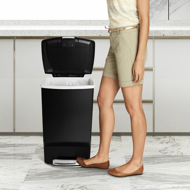 Simplehuman plastic pedal bin 45 litre black (British brand)
