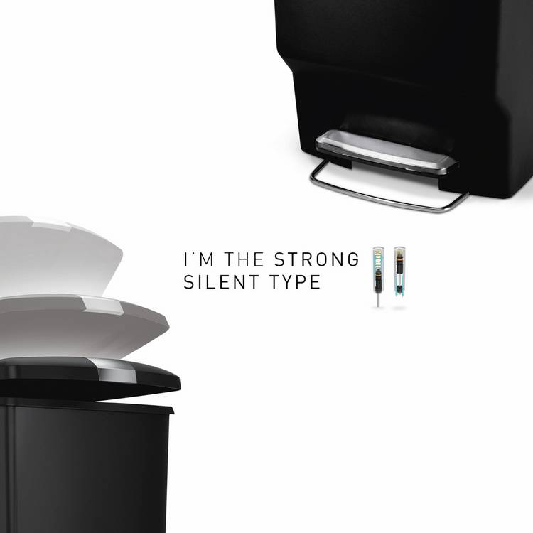Simplehuman plastic pedal bin 45 litre black (British brand)