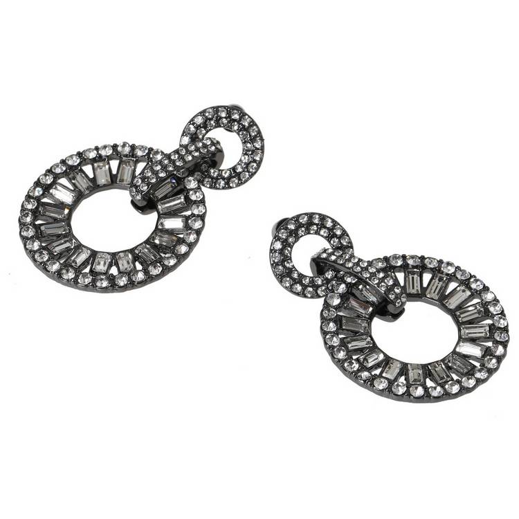 Liars & Lovers baguette stone circle drop earrings, imported from the UK