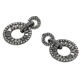 Liars & Lovers baguette stone circle drop earrings, imported from the UK