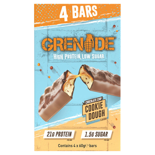 Grenade Bars Chocolate Chip Cookie Dough Flavour 4x60g GOODS Sainsburys   