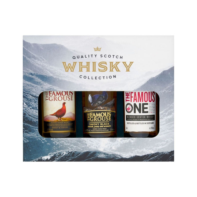 Famous Grouse Scotch whisky trio set miniatures 3x5cl, UK version