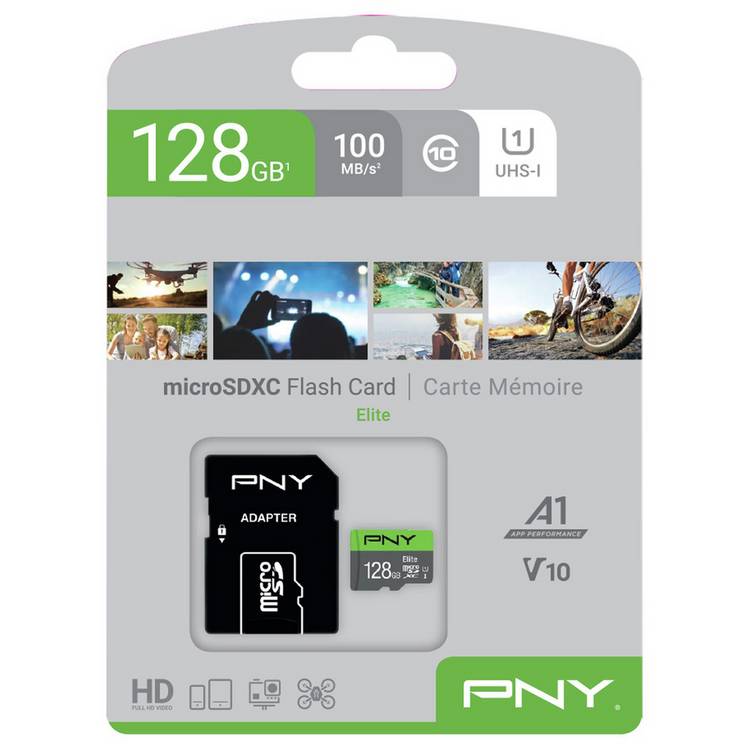 PNY Elite microSD memory card 128GB - British product