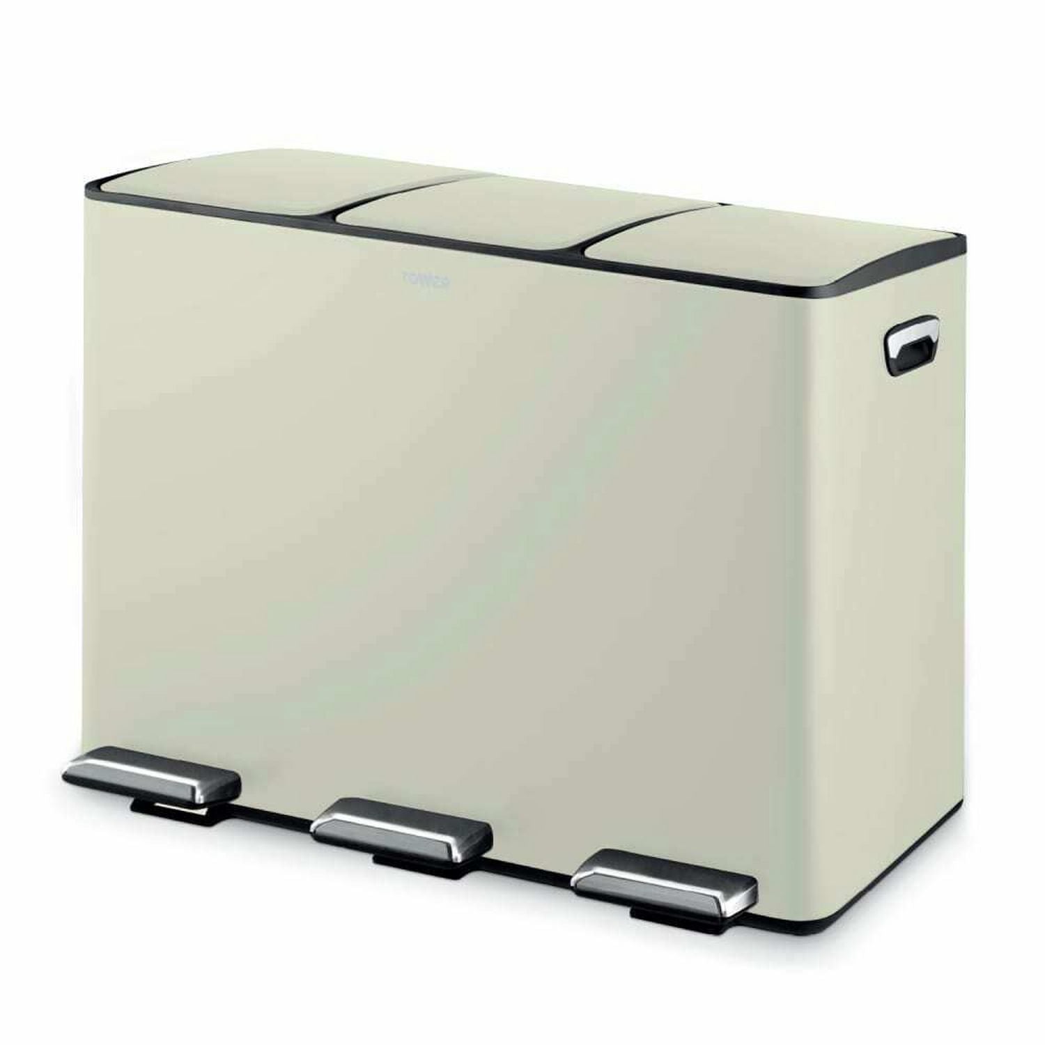 Tower 45L three compartment recycling pedal bin cream (British brand)