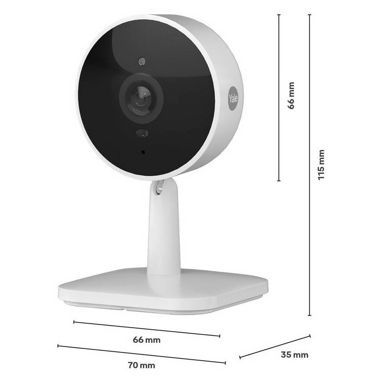 Yale white wired smart indoor camera, UK version