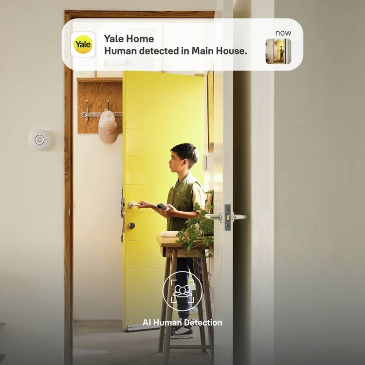 Yale white wired smart indoor camera, UK version