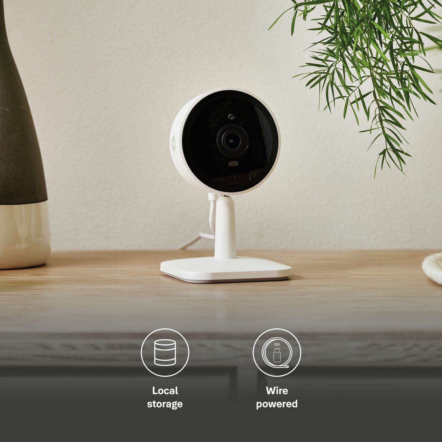 Yale white wired smart indoor camera, UK version