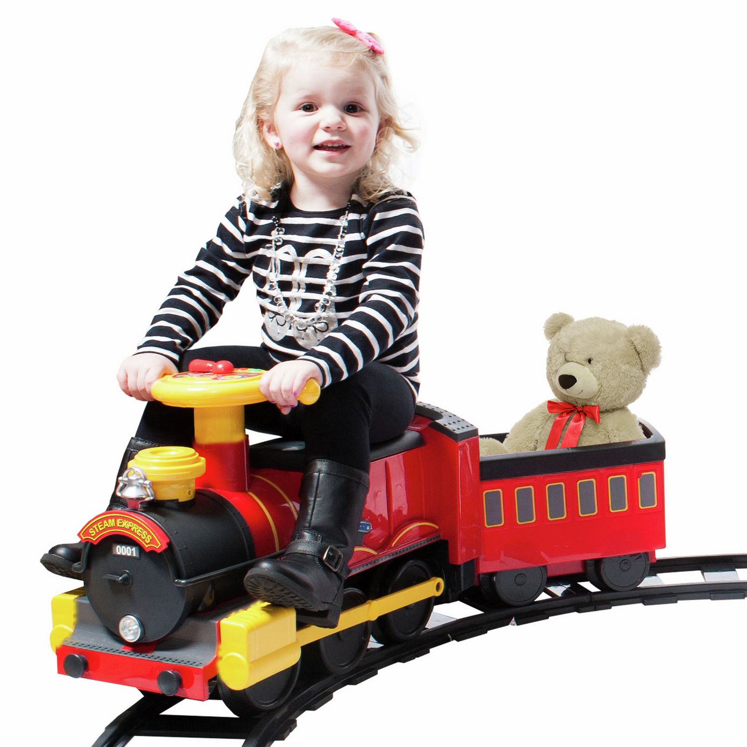Rollplay steam train ride-on 6V with track (British brand)