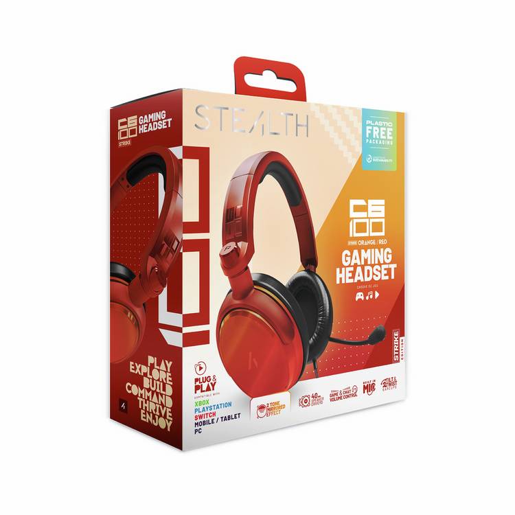 Stealth C6-100 gaming headset orange red - British product