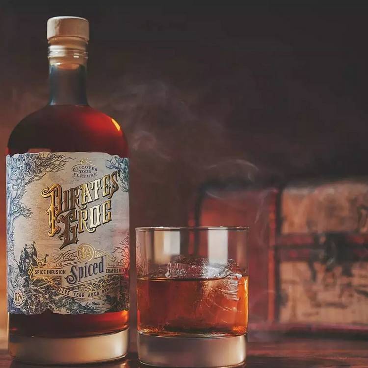 Pirate's Grog spiced rum gift chest, imported from the UK
