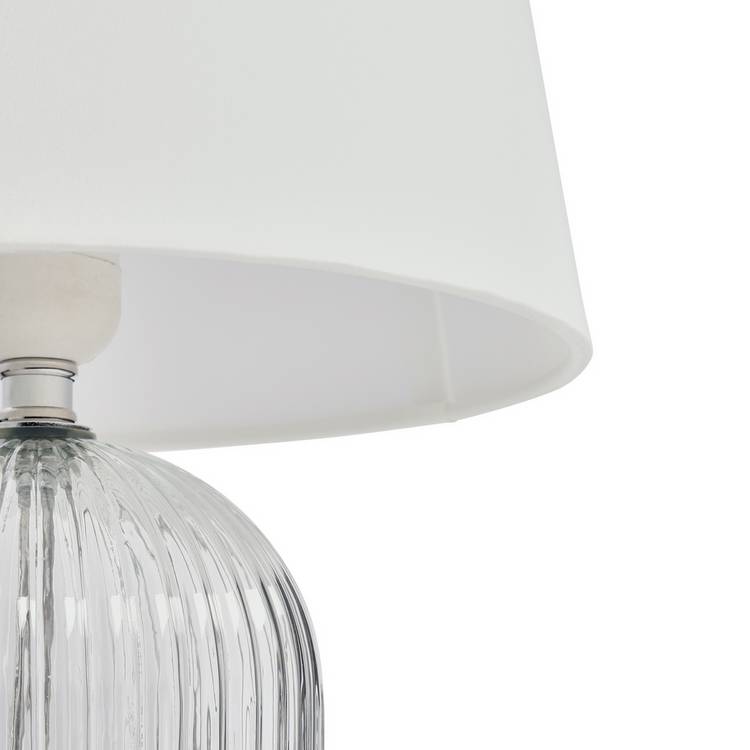 Argos Home ribbed glass table lamp 36cm white shade, UK version