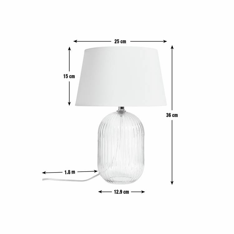 Argos Home ribbed glass table lamp 36cm white shade, UK version