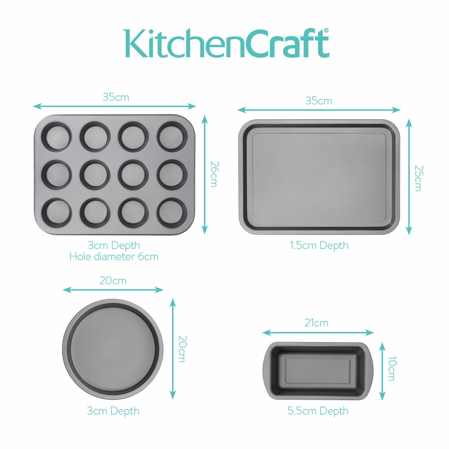 KitchenCraft 4 piece non-stick carbon steel bakeware set, UK version