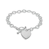 Revere sterling silver heart pendant bracelet 19cm, imported from the UK