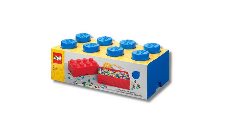 LEGO storage brick 8 knobs blue (British brand)