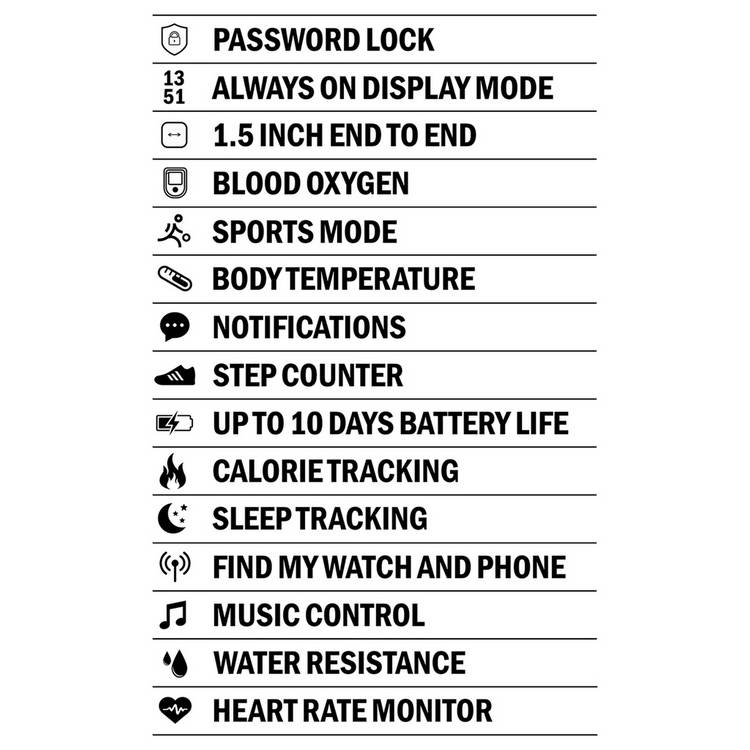 Sekonda Active Plus smart watch black stainless steel, UK version
