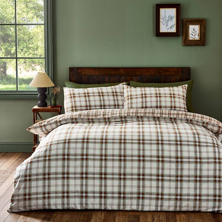 Catherine Lansfield bedding set orange check single, imported from the UK