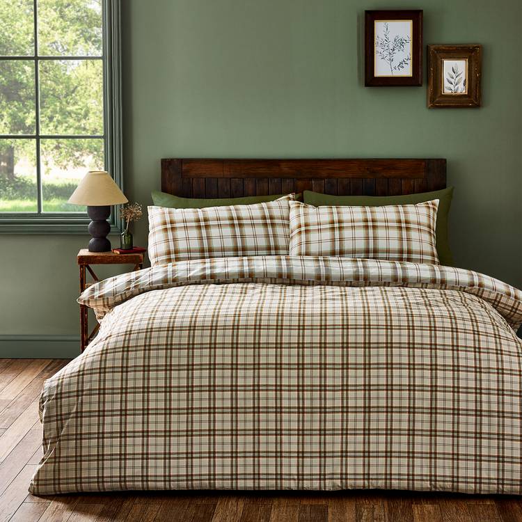 Catherine Lansfield bedding set orange check single, imported from the UK