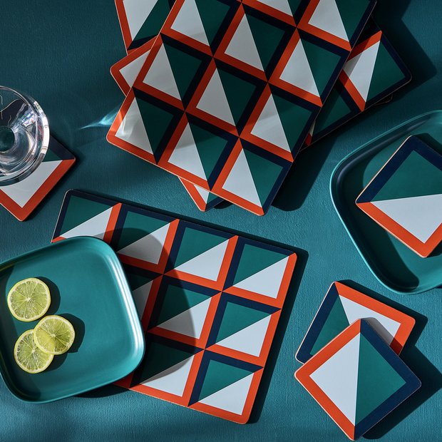 Habitat Geo Cube placemat and coaster set green, UK version