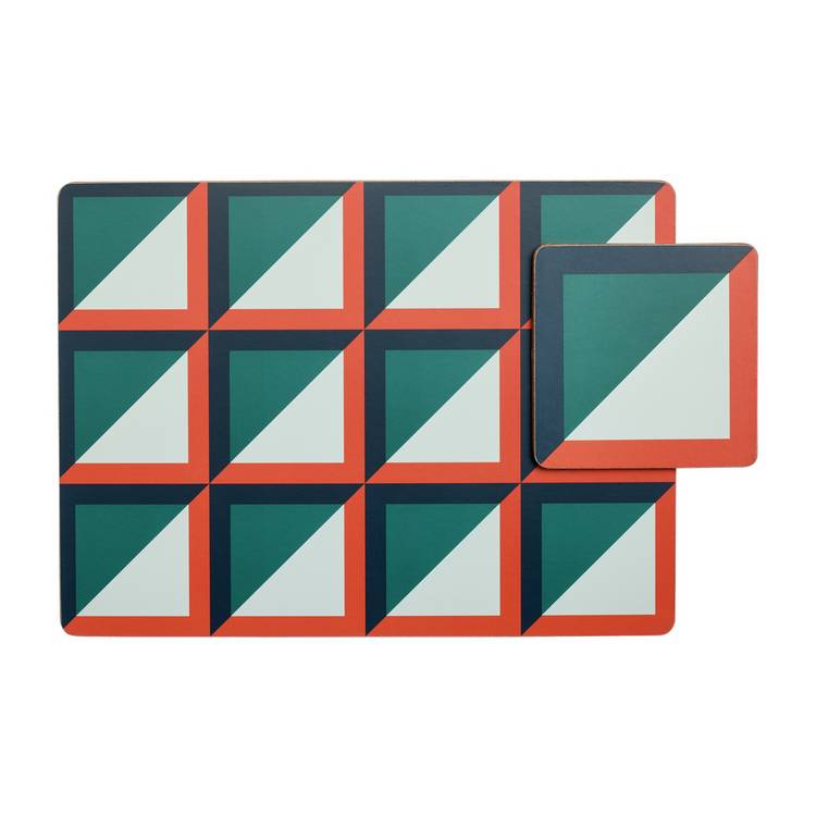 Habitat Geo Cube placemat and coaster set green, UK version