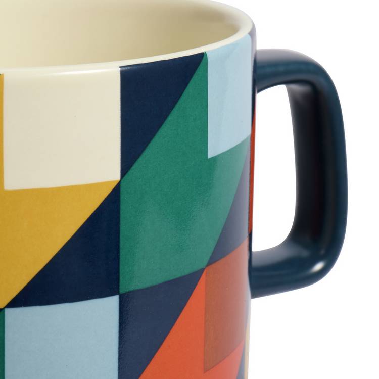 Habitat Geo Cube blue mug set of 4, imported from the UK