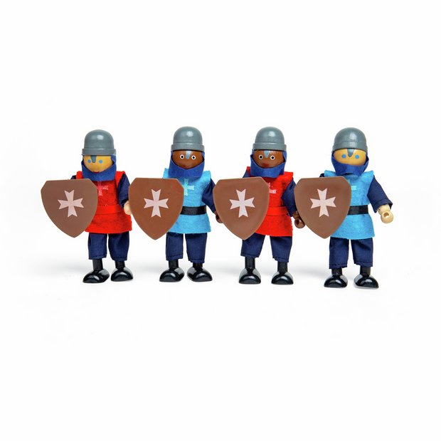 Bigjigs Toys wooden knight set 4 figures, UK version