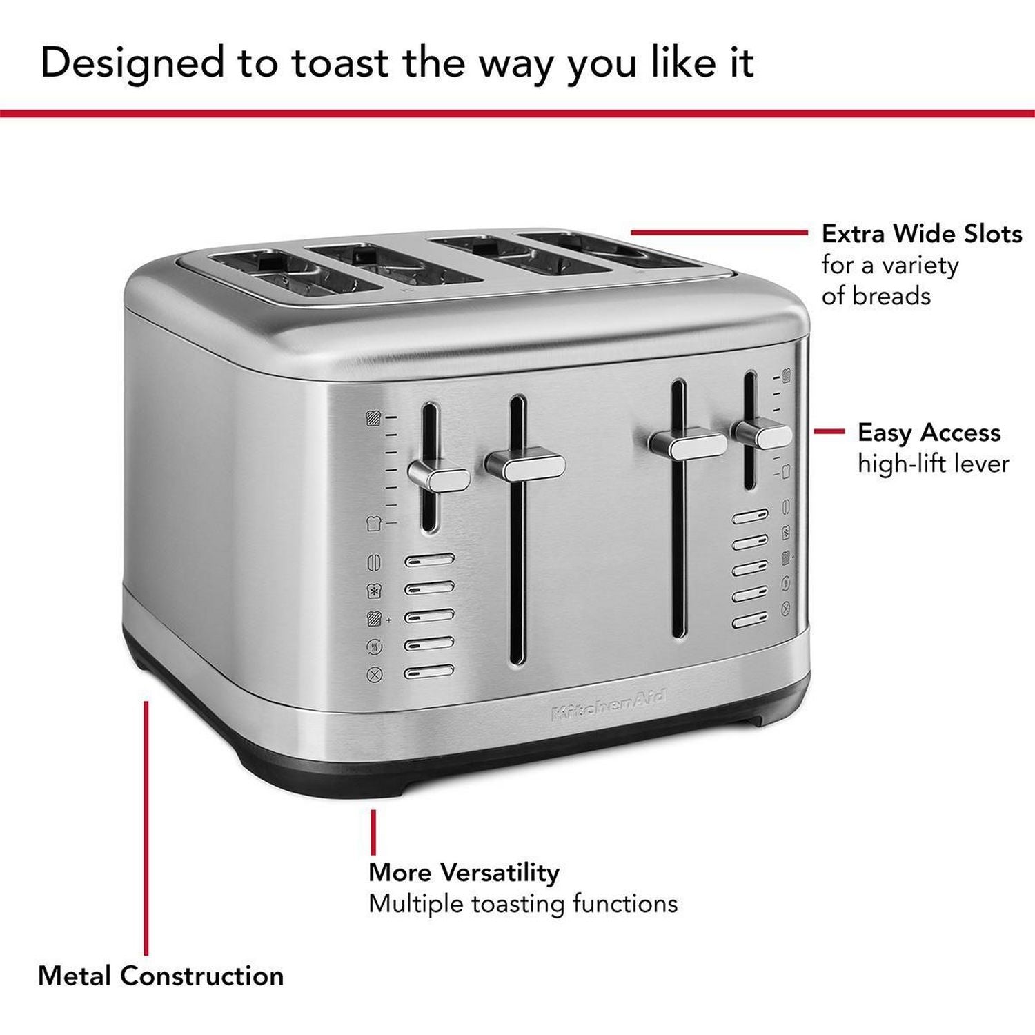 KitchenAid 4 Slice Toaster stainless steel, imported from the UK