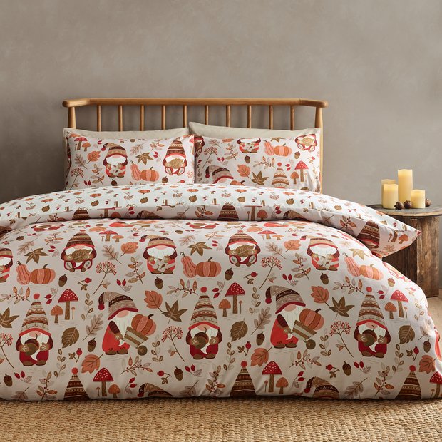 Catherine Lansfield Woodland Gonks beige single bedding set - British product