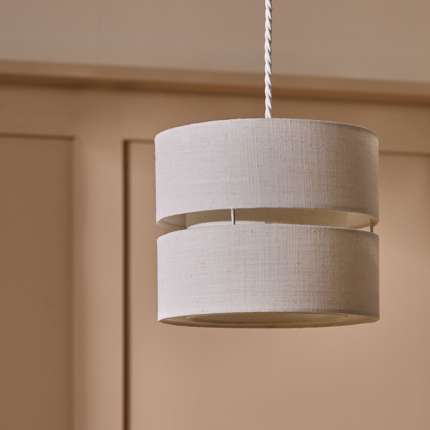Argos Home Natural Fabric 2 Tier Easy Fit Lampshade - 22cm