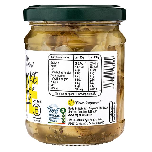 Organico Artichoke Hearts in Herb Marinade   190g